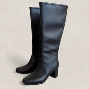 Black Tall Leather Boots with 3’ heel, Size 6 Aerosoles Micah boot
